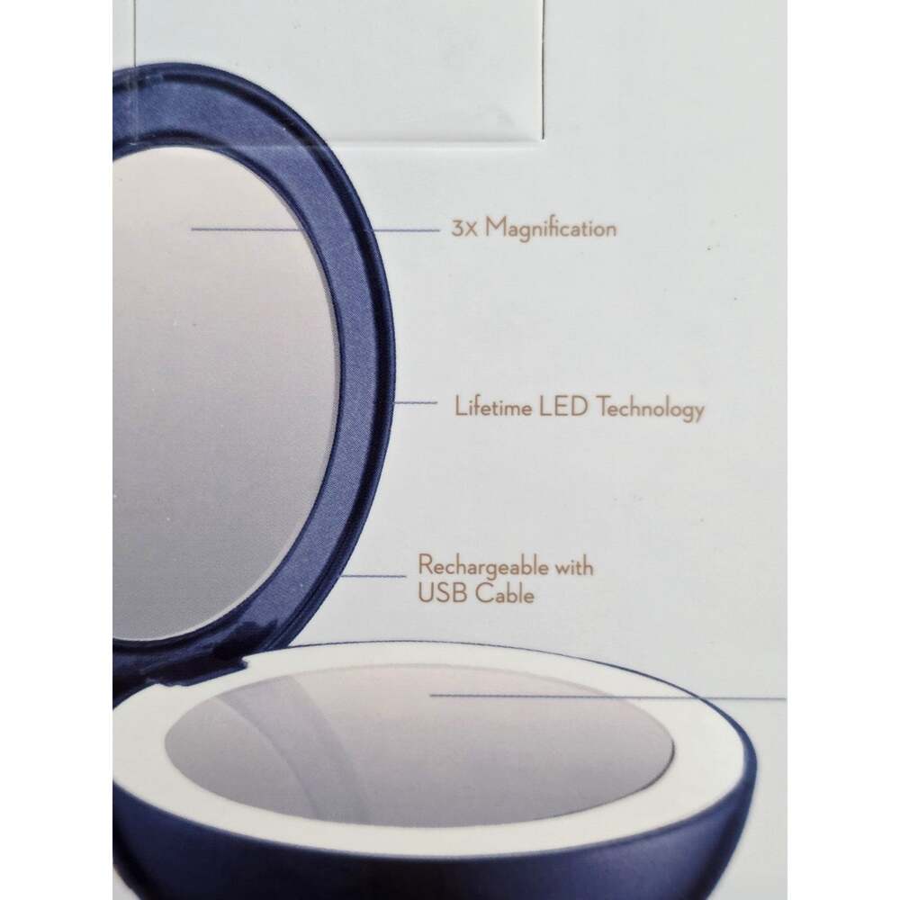 Compact LED Lighted Mirror-Unbound-Conair-USB Cable-Magnification-Handheld-New - Picture 2 of 4
